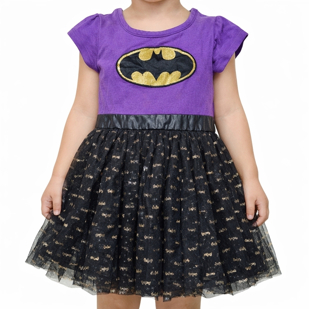 Batgirl 3T Toddler Dress Purple Black Tulle Batman Costume